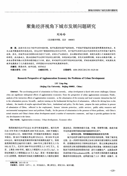 聚集经济视角下城市发展问题研究