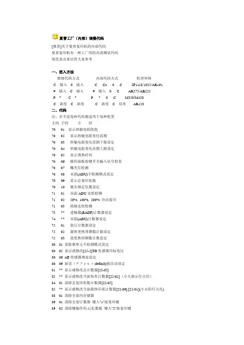 夏普复印机  工厂(内部)调整代码