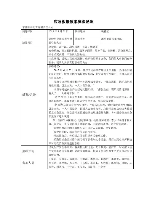 2015.6.25应急救援预案演练记录