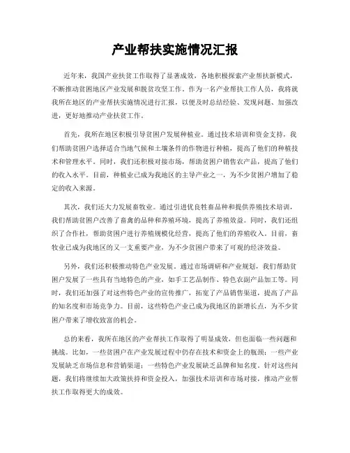 产业帮扶实施情况汇报