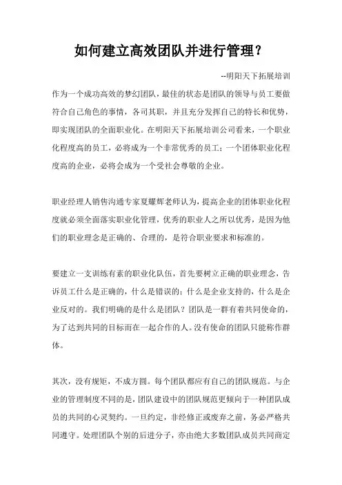 如何建立高效团队并进行管理？