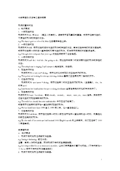 大学英语B级语法 重点