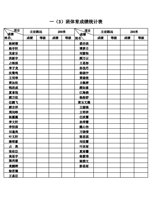 体育成绩统计表