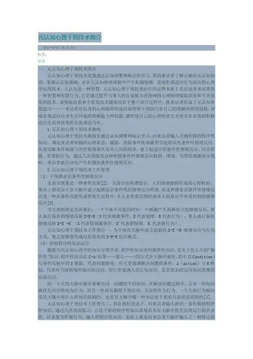 元认知心理干预技术简介