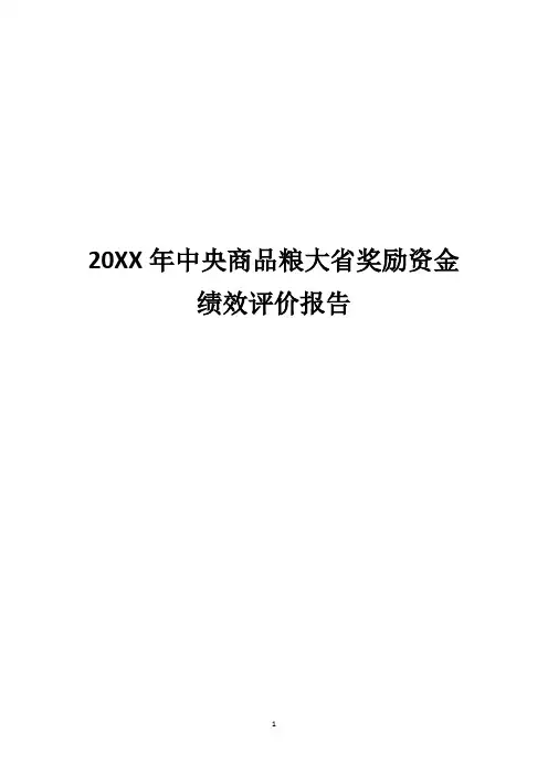 20XX年中央商品粮大省奖励资金绩效评价报告