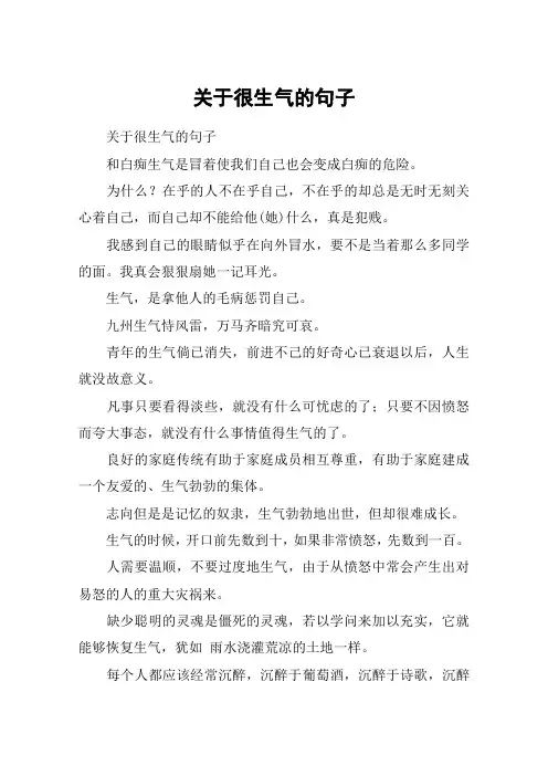 关于很生气的句子