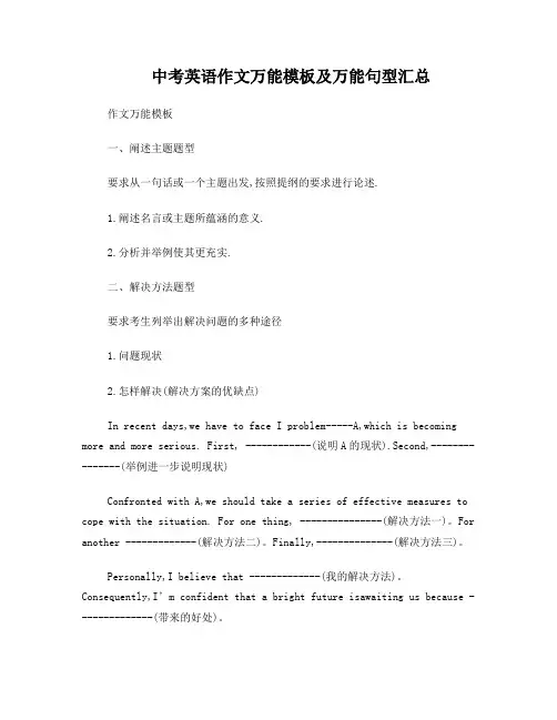中考英语作文万能模板及万能句型汇总
