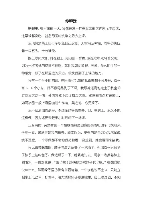 初二作文：你和我作文1000字