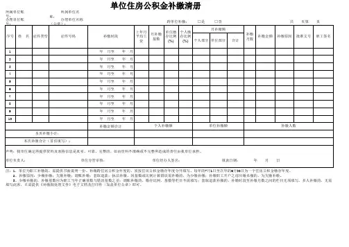 单位住房公积金补缴清册