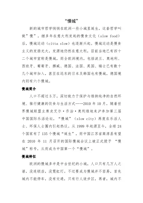慢城简介