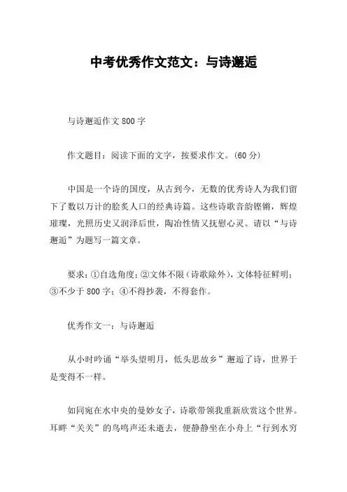 中考优秀作文范文：与诗邂逅