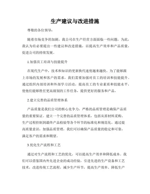 生产建议与改进措施