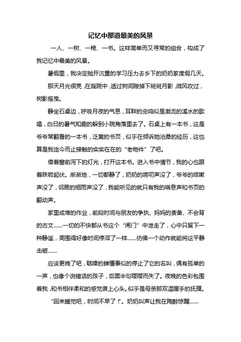 初一作文：记忆中那道最美的风景作文600字
