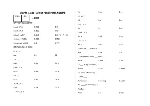 三年级下册英语试题-期中测试英语试卷湘少版(三起)含答案