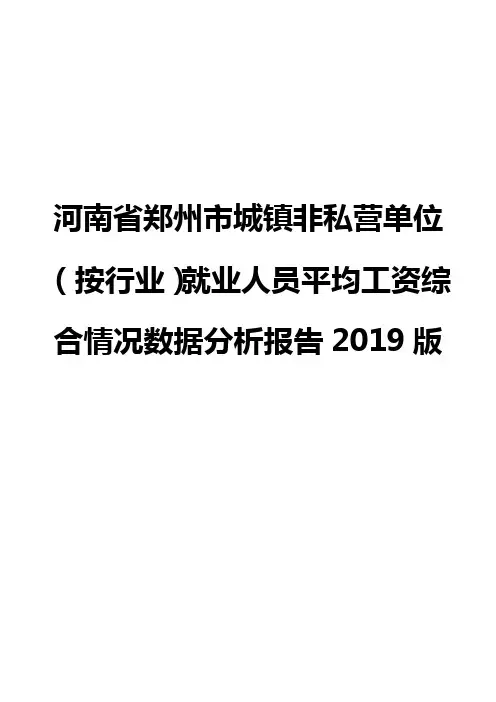 河南省郑州市城镇非私营单位(按行业)就业人员平均工资综合情况数据分析报告2019版
