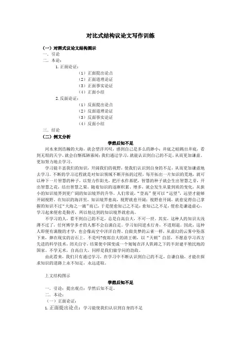 对比式结构议论文写作训练