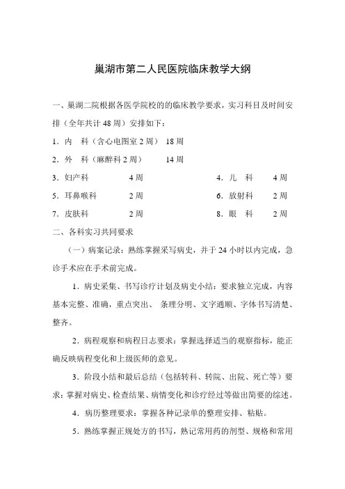 实习生教学大纲