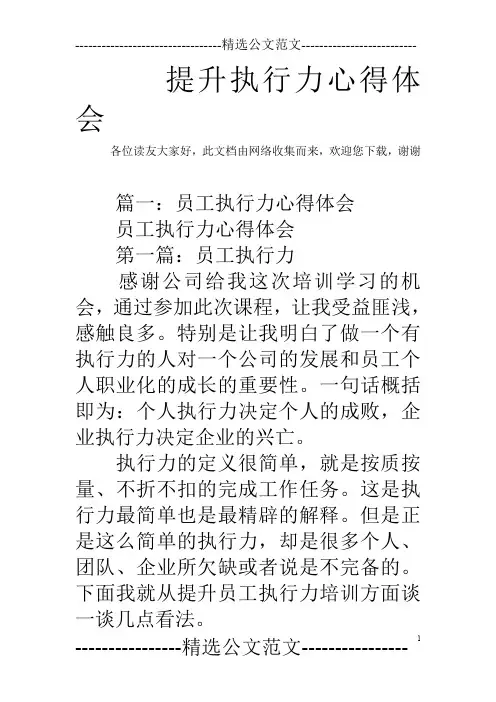 提升执行力心得体会