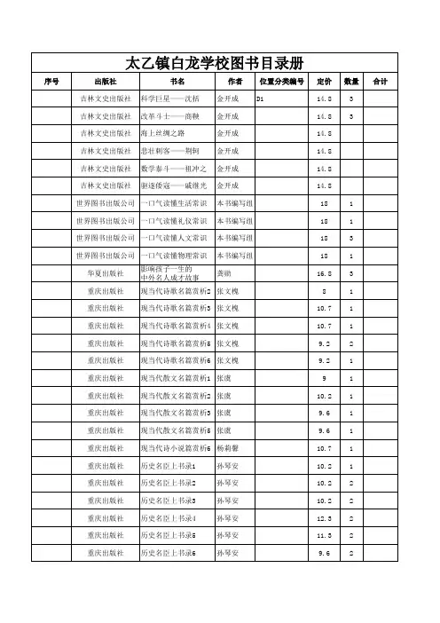 各柜图书台账