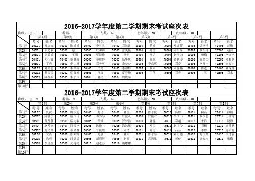 期末考试考场安排