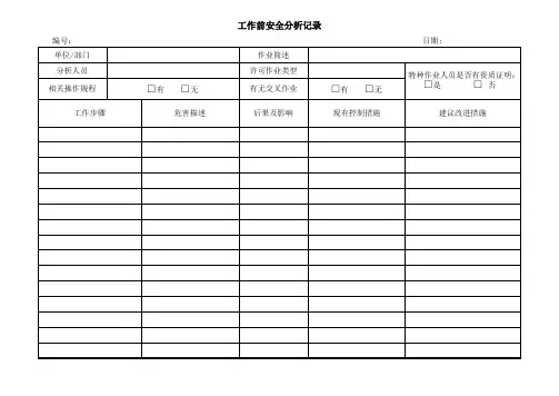 工作前安全分析记录