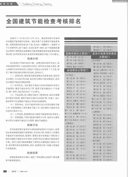 全国建筑节能检查考核排名