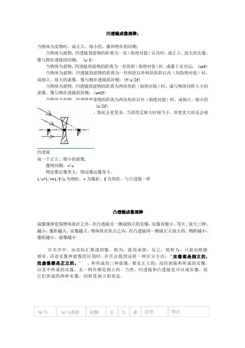 凹透镜成像规律