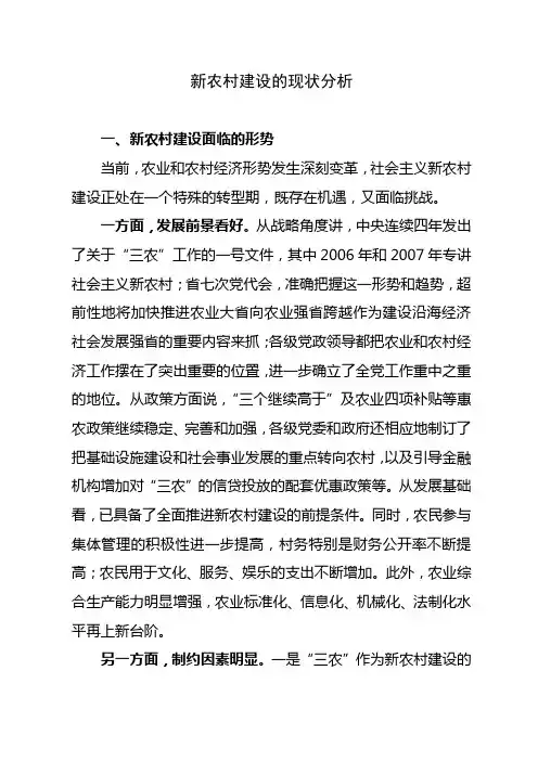 新农村建设的现状分析