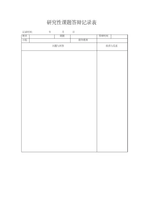 研究性课题答辩记录表