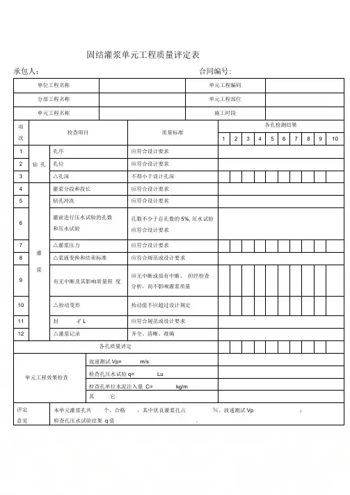 2019年整理【管理精品】固结灌浆单元工程质量评定表