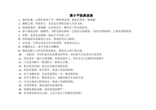 黄小平经典语录