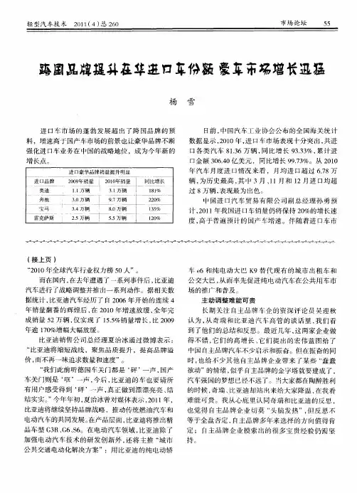 跨国品牌提升在华进口车份额豪车市场增长迅猛