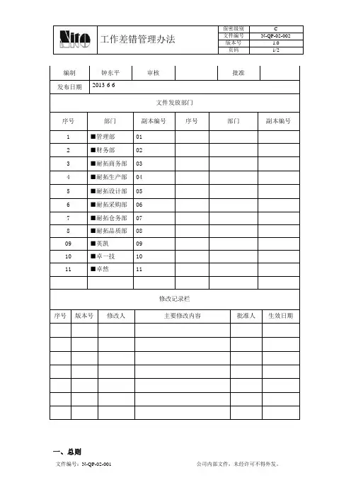 工作差错管理办法00