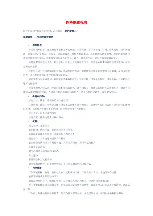 性格探索报告