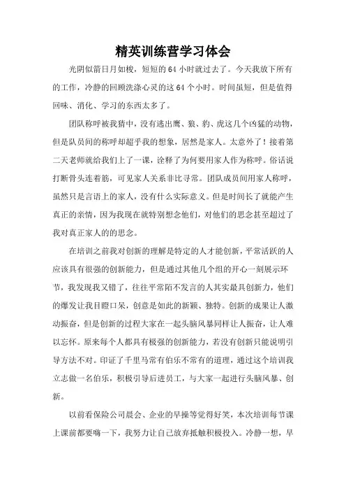 精英训练营培训心得