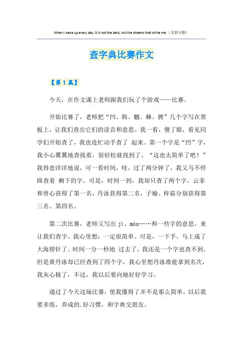 查字典比赛作文