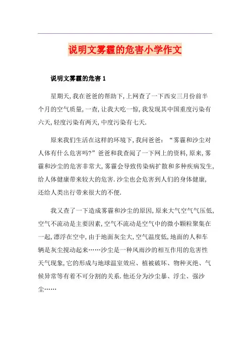 说明文雾霾的危害小学作文