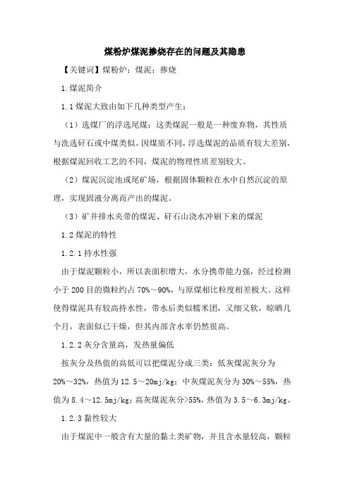 煤粉炉煤泥掺烧存在的问题及其隐患