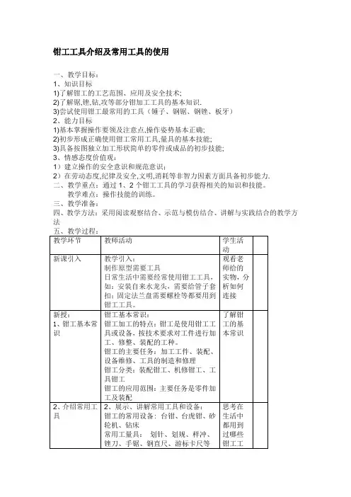 钳工工具介绍及常用工具的使用