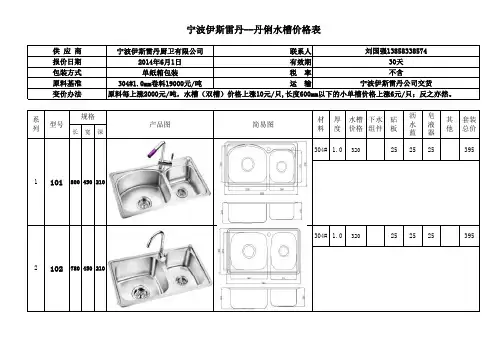水槽报价单