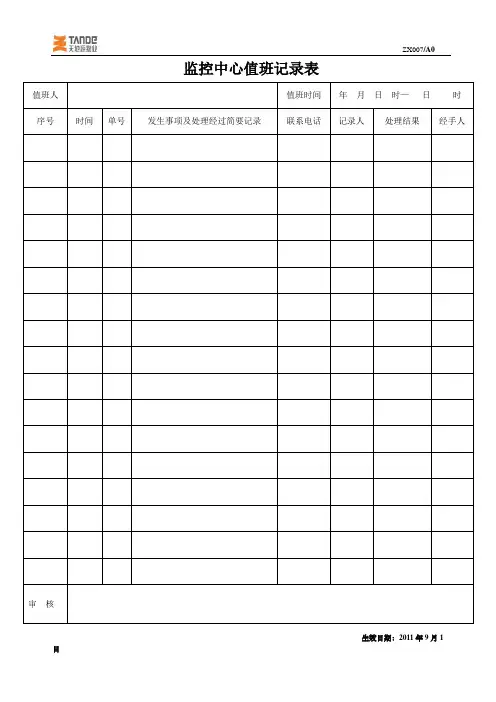 07指挥中心值班记录表