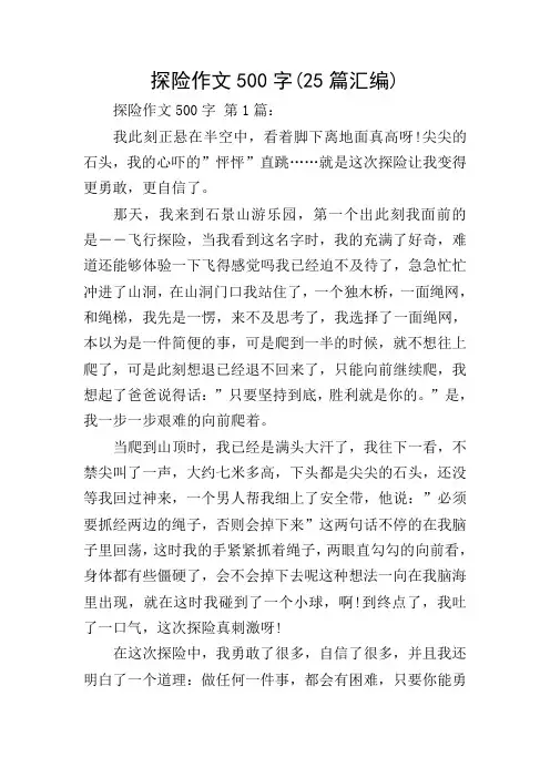 探险作文500字(25篇汇编)
