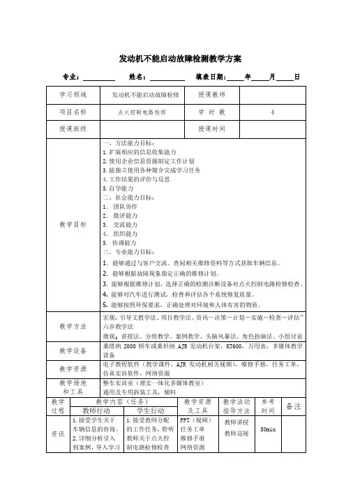 点火控制电路检修实训教案
