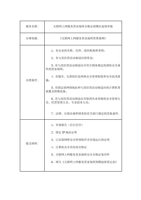 互联网上网服务营业场所合格证到期后延续审批