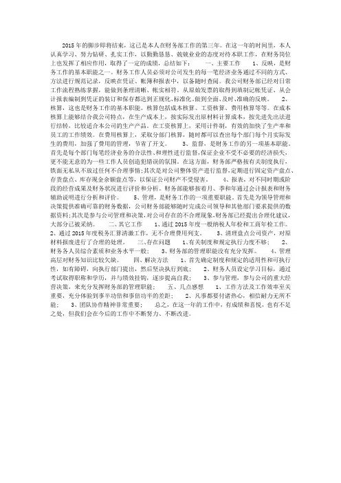 公司财务个人工作总结范文