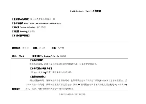 人教版英语九年级全册Unit1 SectionA(3a-3b)名师教案