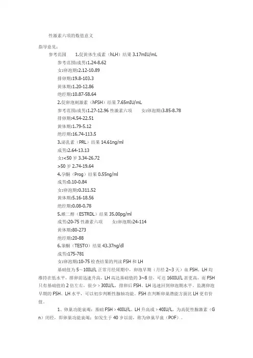 性激素六项的数值意义