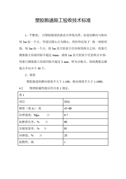 塑胶跑道施工验收技术标准