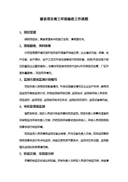 建设项目竣工环保验收工作流程验收流程