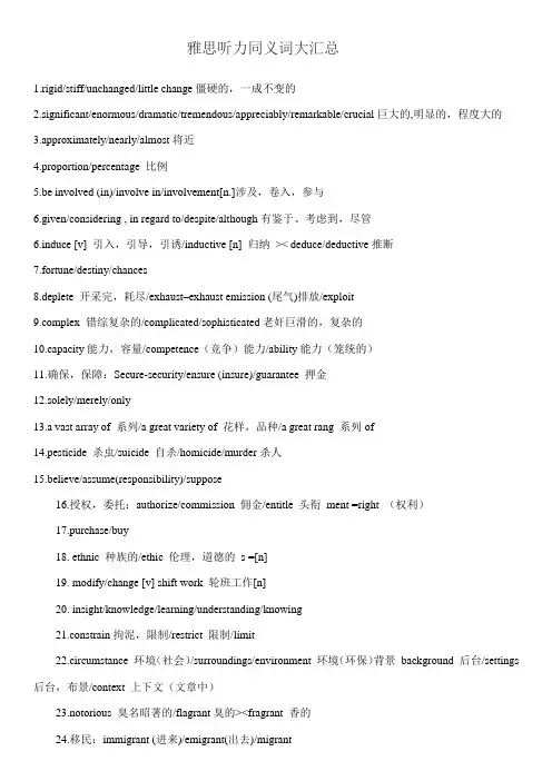 雅思听力同义转换词
